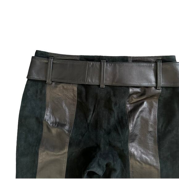 FRAME Paneled 100% Suede & Leather Belted Pants Women’s 26 x28 - Picture 6 of 15